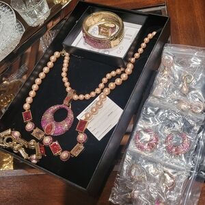 Heidi Daus Pink and Gold Necklace with Pink Stones